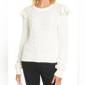 Talbots Ivory Sweater with Ruffle Accents
